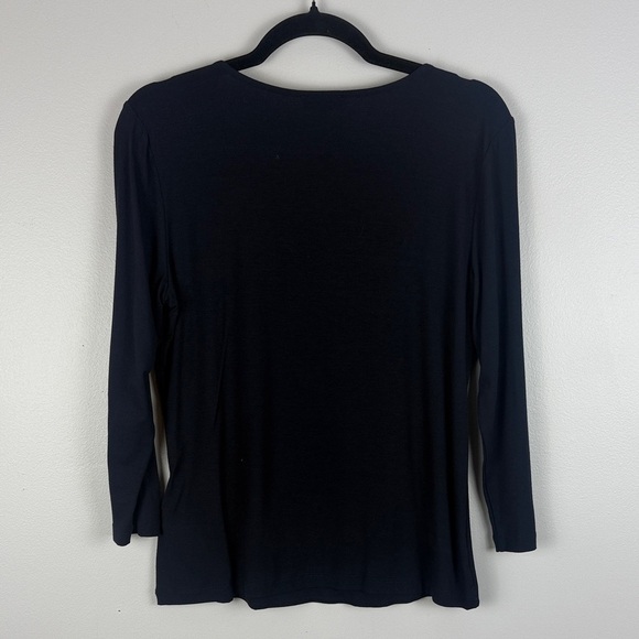 Hobbs London Elegant Navy 3/4 Sleeve Scoop Neckline Slim Fit Casual Med Blouse - Picture 11 of 11